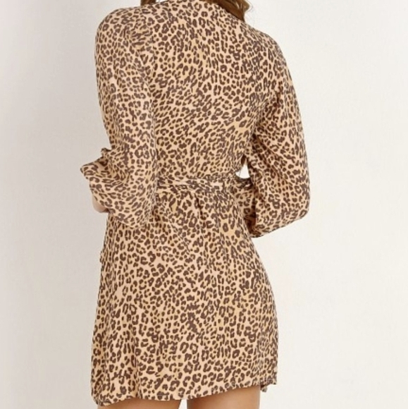 Faithful The Brand Mob Wife Baja Wrap Mini Dress Leopard Print Mob Wife Sz 8 - Picture 2 of 11